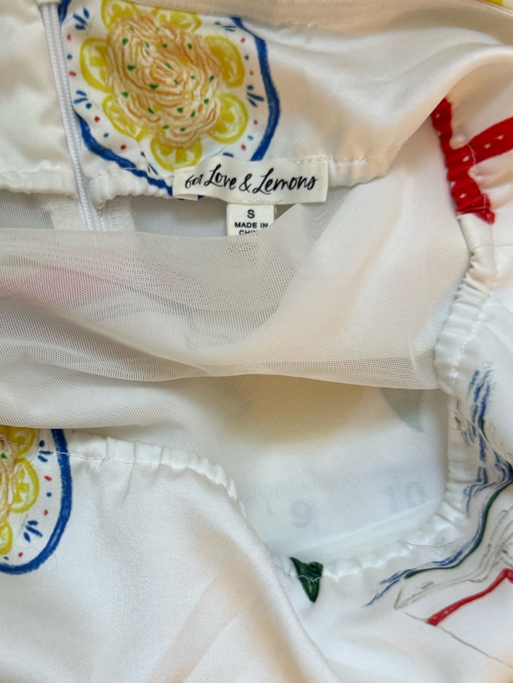 Size S For Love & Lemons White Dress with Multicolor Summer Print - Picture 7 of 9